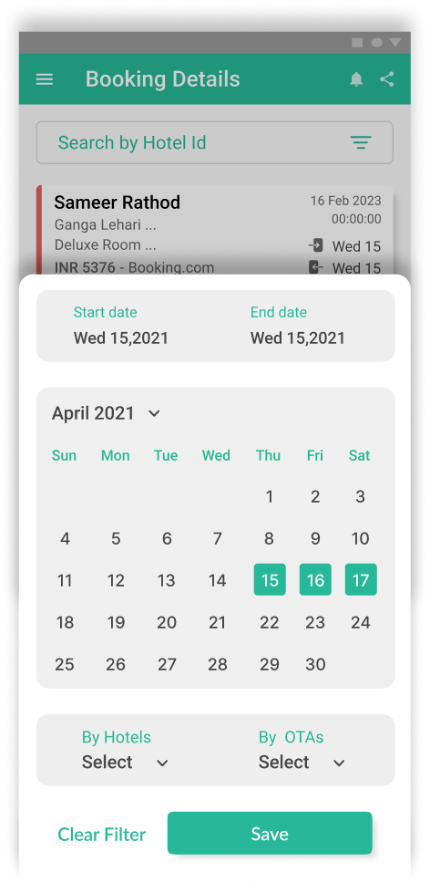 Check-in screen